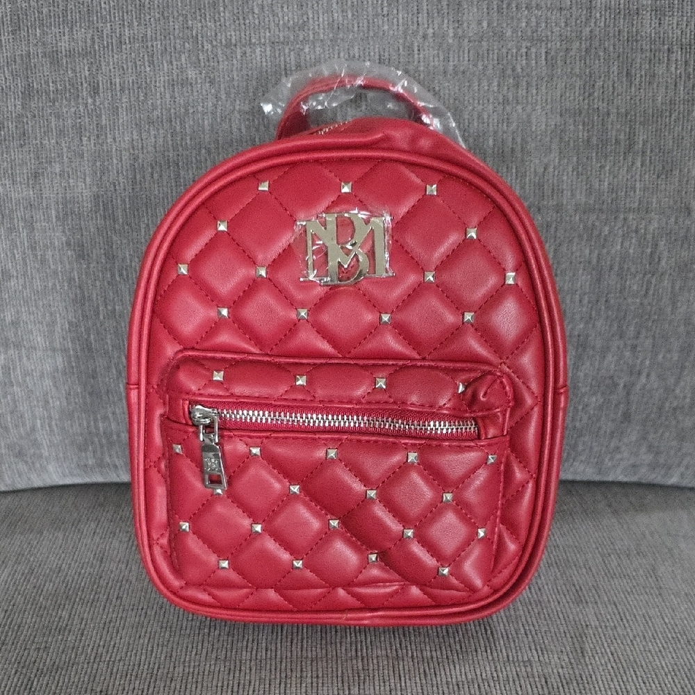 Badgley Mischka Mini Studded Backpack, Red, NWT.